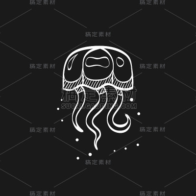 素描图标在黑色-水母