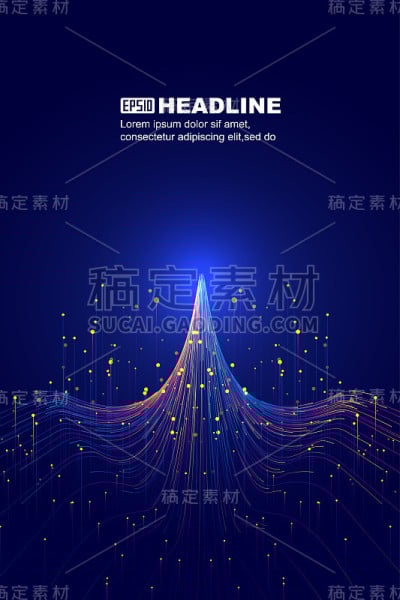 点与线形成了一只飞翔的雄鹰，以冉冉升起的射线技术为背景。
