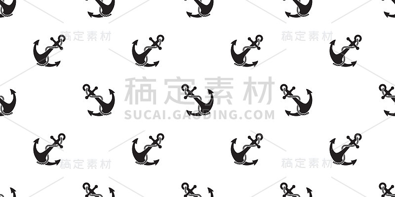 锚绳舵无缝模式矢量航海海洋海洋船孤立墙纸