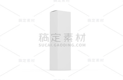 高大的白色纸盒模拟模板上孤立的白色背景，3d插图