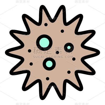 变形虫或细菌载体插图，填充样式图标