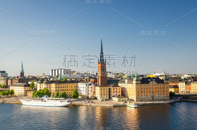 空中全景俯瞰Riddarholmen区，斯德哥尔摩，瑞典