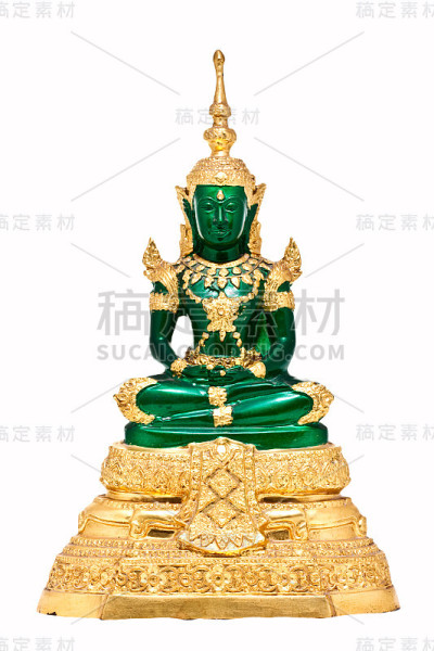 由绿色玻璃制成的佛像
