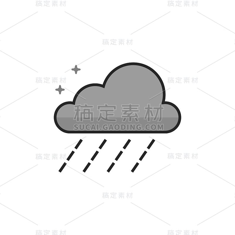 平坦的灰度图标-雨云