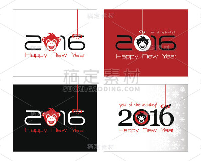 2016年贺年卡或背景有猴子。