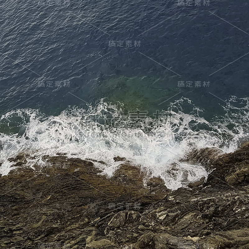 鸟瞰图利古里亚海马纳罗拉，Cinque Terre，利古里亚，意大利