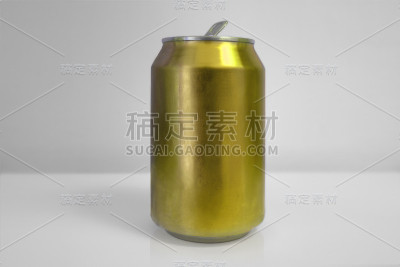 白色背景上的铝黄色汽水罐