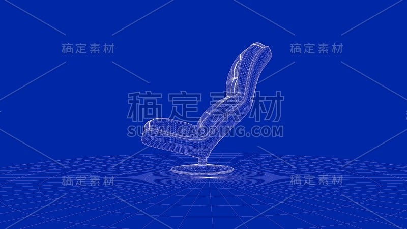 一个轮廓椅子对象的3d渲染