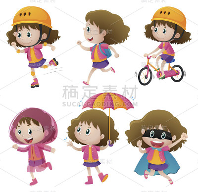 女孩做不同的活动
