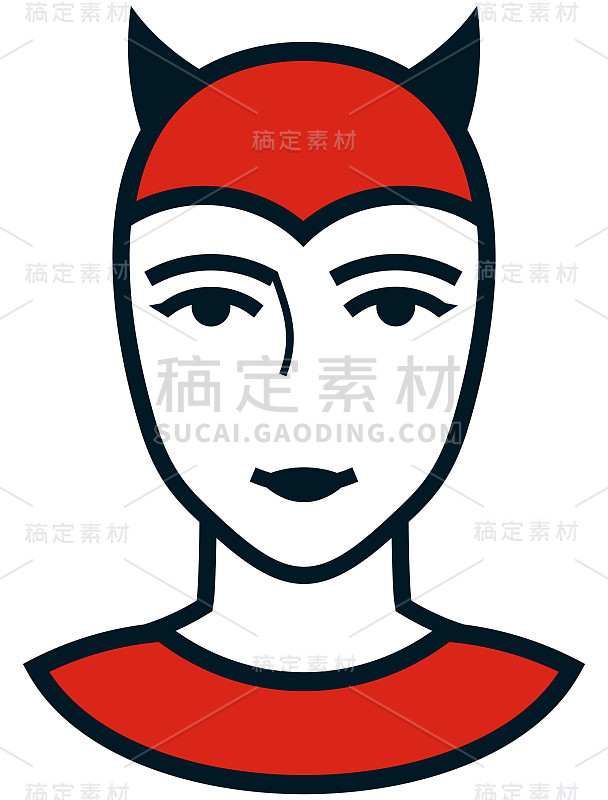 矢量女魔头面简单插图孤立