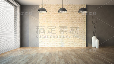 有砖墙的空房间