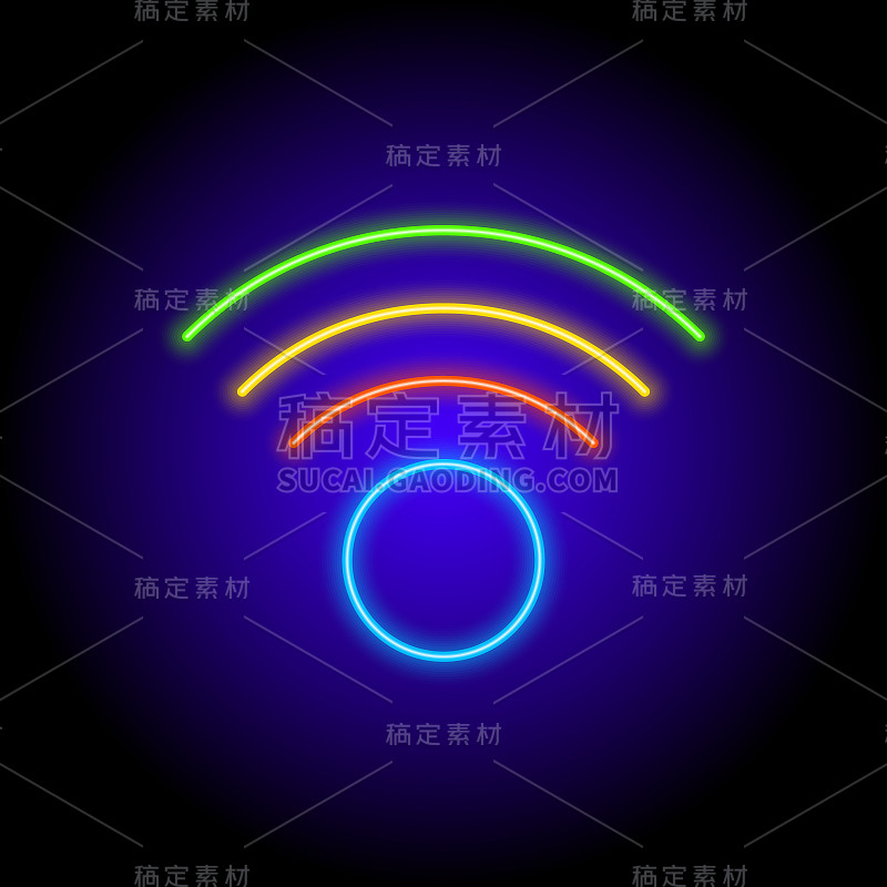 矢量霓虹平面图标彩色wi - fi符号孤立