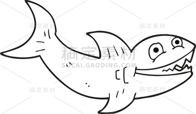 黑白卡通鲨鱼