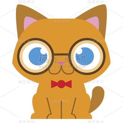 可爱的卡通猫与玻璃和蝴蝶结