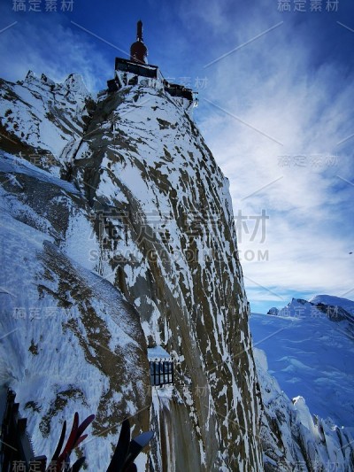 Chamonix Aiguille du midi法国勃朗山山脉滑雪滑雪单板滑雪