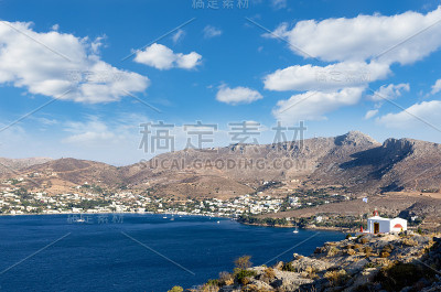 从希腊十二岛勒罗斯岛城堡的全景