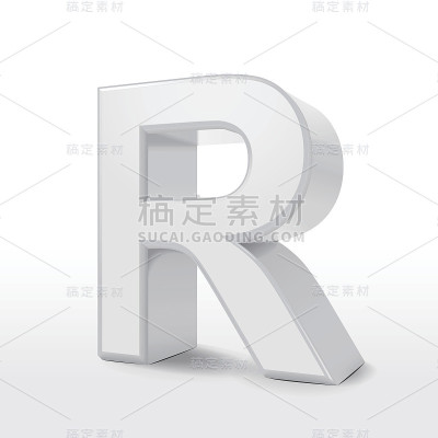 3d白色字母R