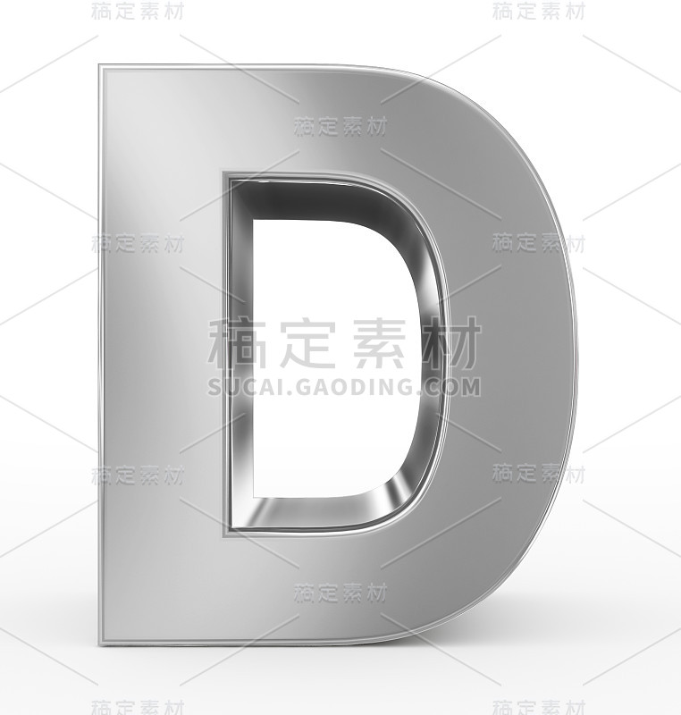 字母D 3d银孤立在白色