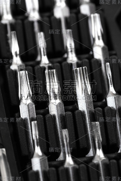 螺丝起子的位。一组用于螺丝刀特写的位。