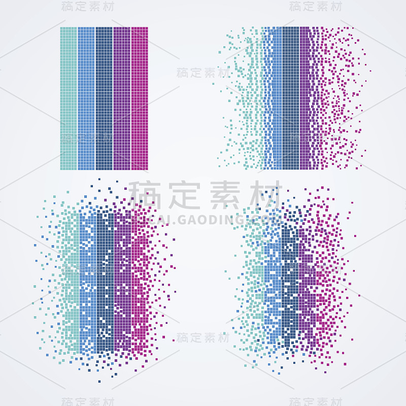 大数据可视化。以几何粒子形式的计算机算法技术。