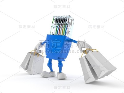 网络人物拿着购物袋