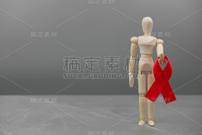 带有HIV红丝带的木制图案