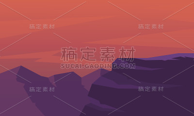 在日落景观悬崖的剪影