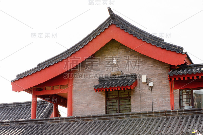 游客中心在少林寺(少林寺)，一个禅宗佛教寺庙。联合国教科文组织世界遗产