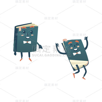 矢量卡通微笑人性化书集孤立