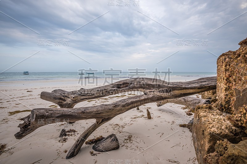 绿松石色的海和白色的沙子背景景观海景热带异国海景加勒比背景