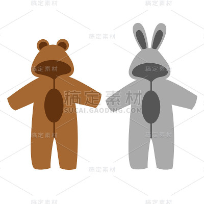 连体衣。连裤童装与耳朵。