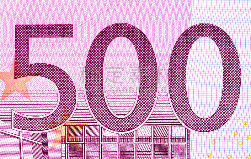 近距离拍摄500欧元钞票