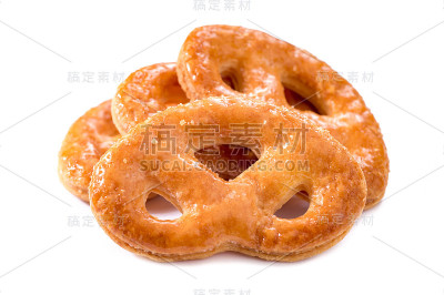 白底上孤立的白糖酥皮