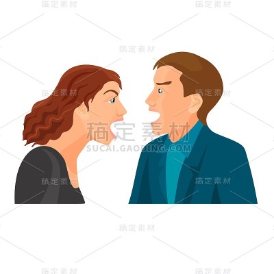 丈夫和妻子互相大喊大叫