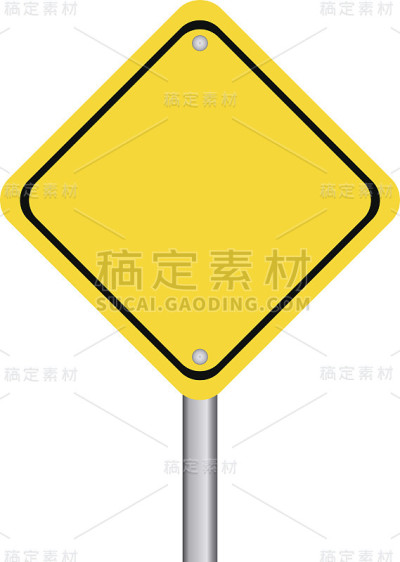 白色背景上的空白黄色交通标志