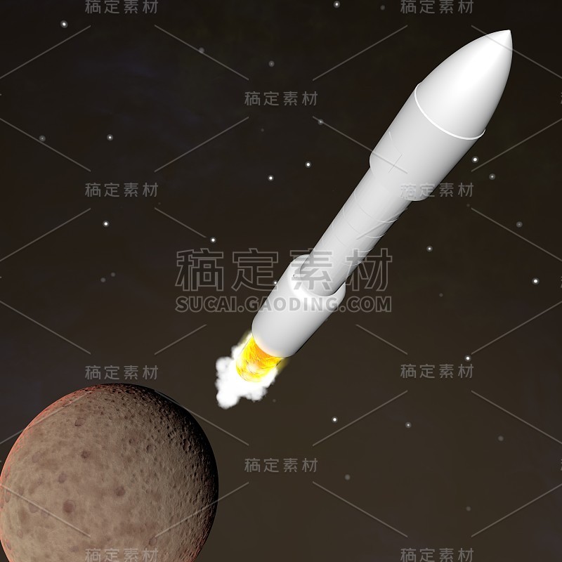 白色火箭离开行星