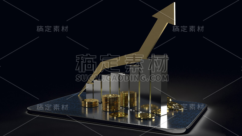 图表上的平板电脑3d渲染业务内容