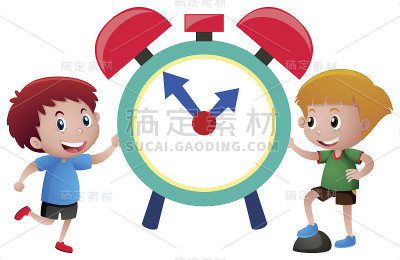 两个男孩和巨大的闹钟