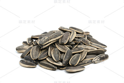 葵花籽堆在白色的背景上