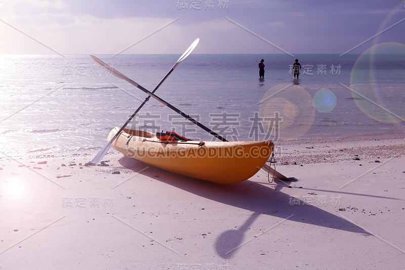 Kayaking on the beach at archipelago island