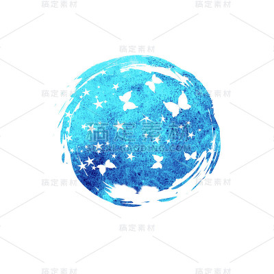 水彩斑点蓝色孤立的白色背景