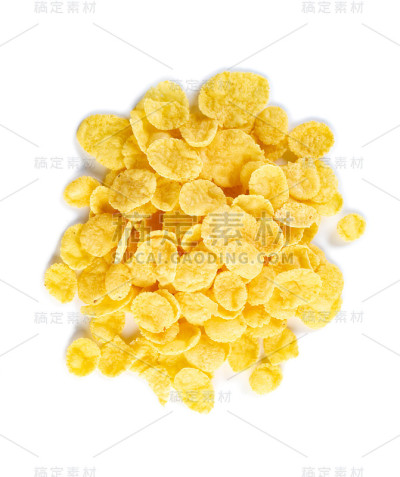 美味的玉米片孤立的白色背景，干谷物