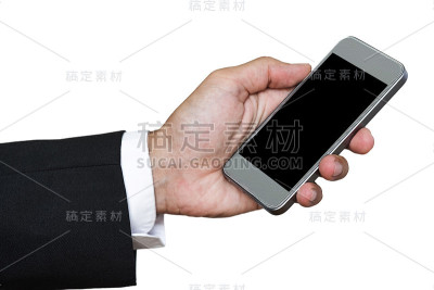 手持手机，屏幕上有拷贝空间，孤立