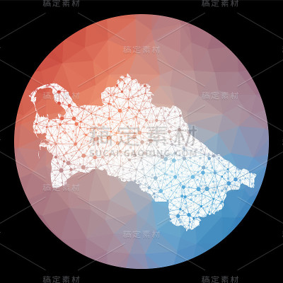 土库曼斯坦矢量网络地图。