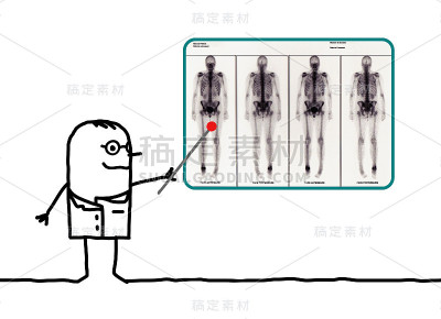 卡通人放射学家显示闪烁成像的结果