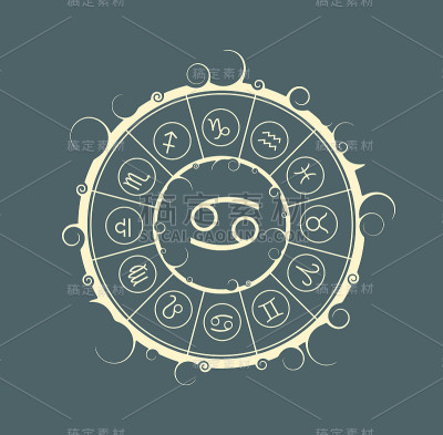 占星符号在圆圈里。癌症的征兆