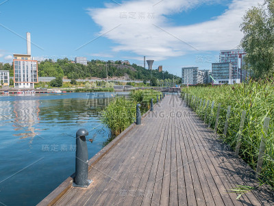 夏日里瑞典斯德哥尔摩的Hammarby Sjostad。