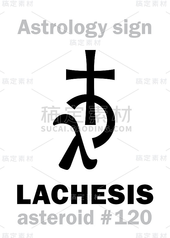 占星字母表:LACHESIS，小行星#120。象形文字符号(单符号)。