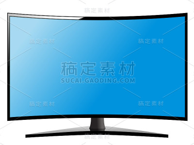 现代技术平板电视或电视与支架和抛物线蓝屏隔离
