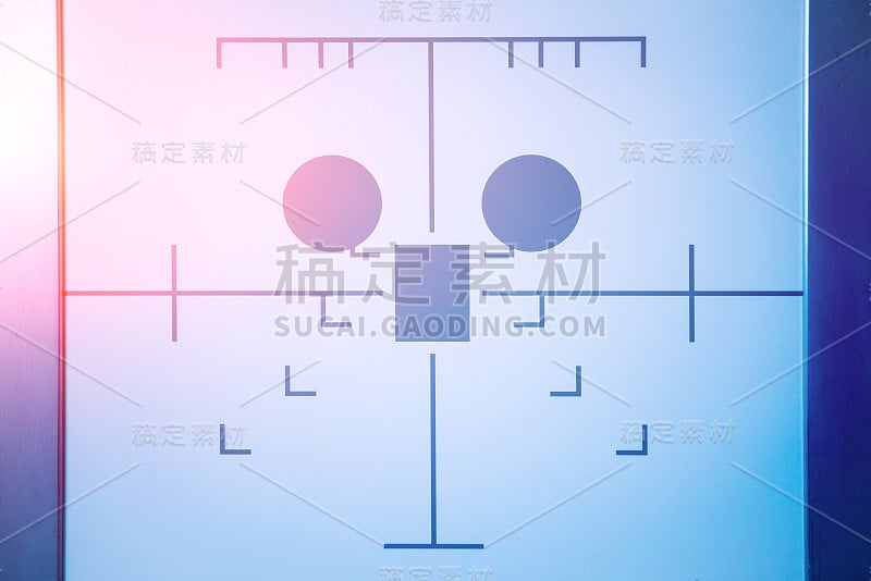 医院的x光室经典的天花板x射线系统。